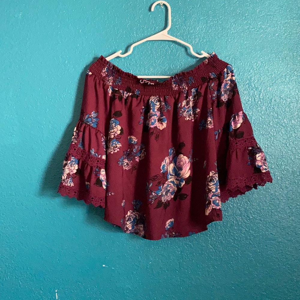 Floral off the shoulder blouse with flare arms